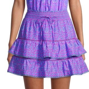 VINEYARD VINES Anegada Print Ruffled Bayside Blue Purple Miniskirt Size XL